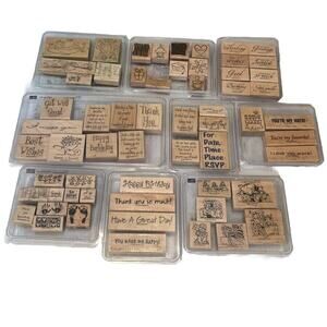 Lot Of 60 Stampin’ Up Wood Mount Stamps Celebration Holiday Truck Ink Press READ